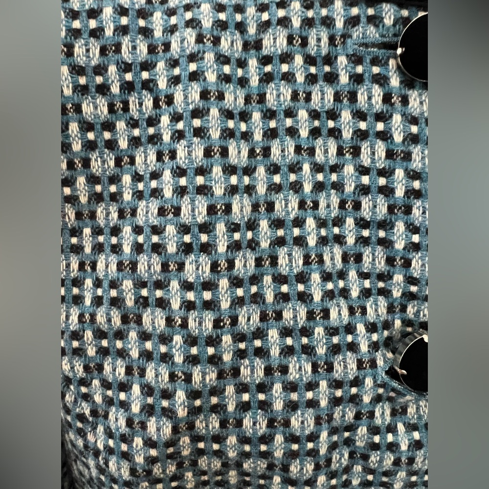 LN Jones New York signature jacket blazer suit tweed 8 Wool Velvet buttons Blue - Picture 4 of 10